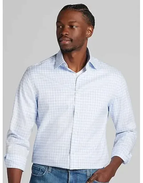 Modern Fit Plaid Spread Collar Dress Shirt
