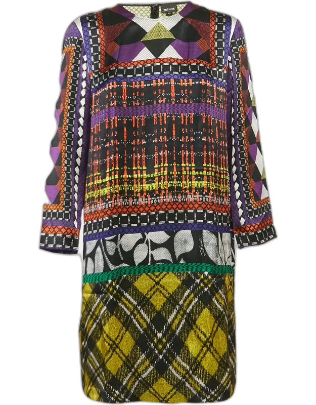 Multicolor Printed Satin Silk Mini Dress
