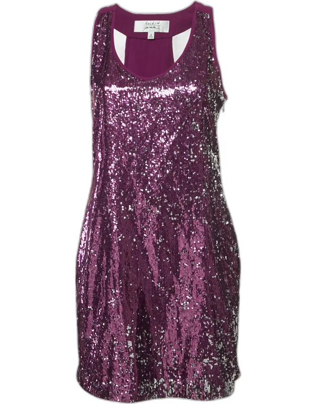 Sequin Crepe Sleeveless Mini Dress