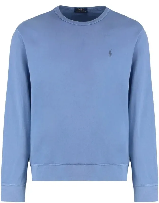 Long Sleeve Cotton T-shirt With Embroidered Logo And Ribbed Edges