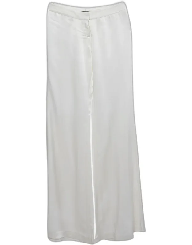 White Satin Flared High Rise Trousers