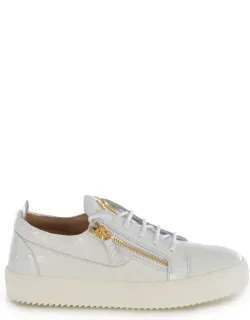 "frenkie" Realizzata In Pelle Sneakers With Crocodile Print And Gold Zip Closure