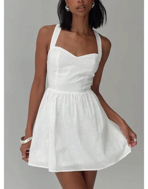 Zolena Halter Mini Dress With Fixed Halter Strap And Cross-back Detail