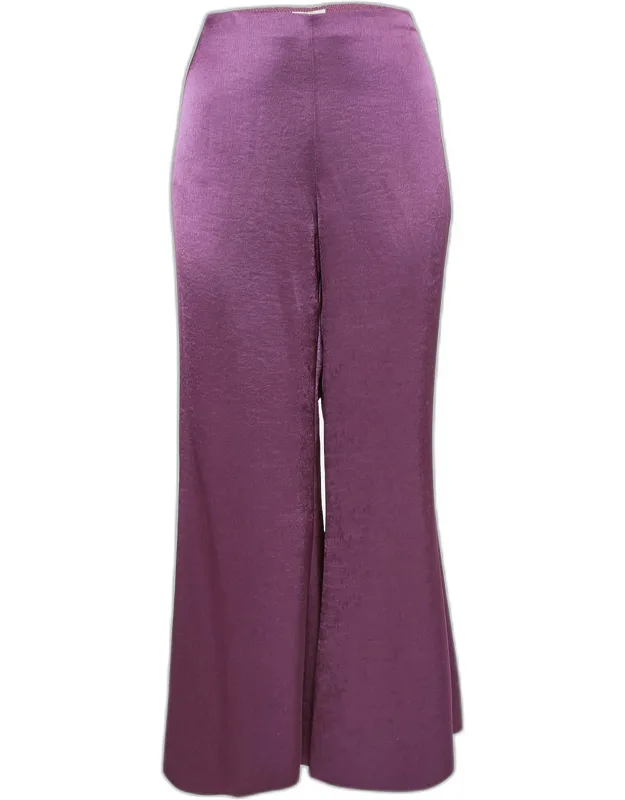 Mauve Satin Flared Trousers