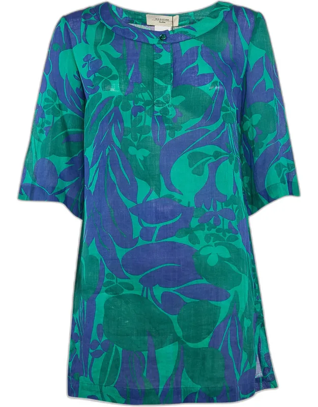 Floral Print Buttoned Tunic, Breezy And Beautiful