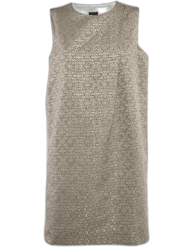 Gold Jacquard Lamé Sleeveless Mini Dress