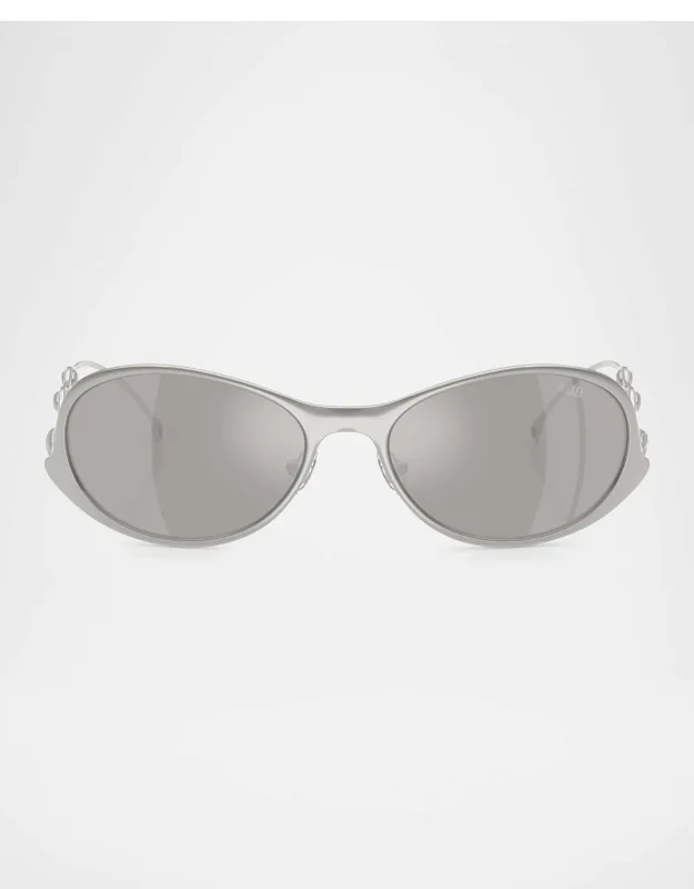 Dl1014 Oval Sunglasses With Mirror Lenses And Adjustable Nose Pads