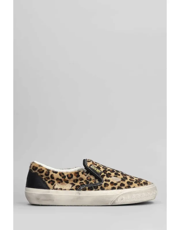 Vce Sneakers In Animalier Pony Skin, Round Toe, Slip On