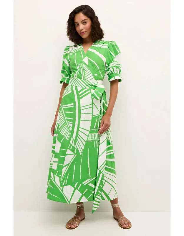 Rita Wrap Dress With Puff Sleeves And Waist Tie