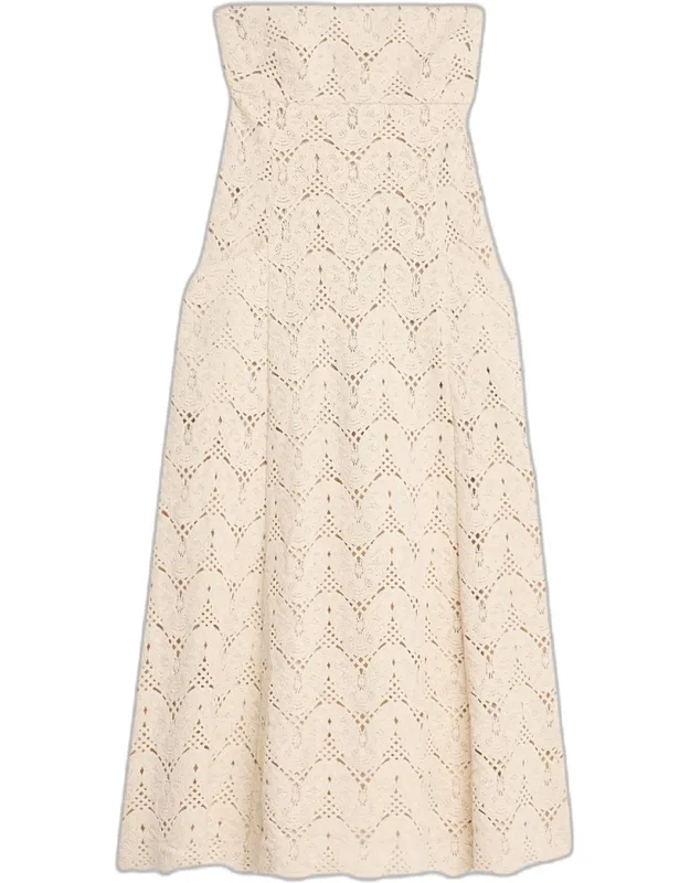 Alegra Open-knit Strapless Maxi Dress