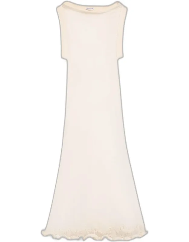 Wave Boatneck Mesh-knit Maxi Dress