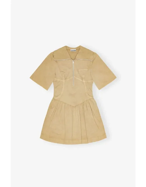 Washed Stretch Cotton Mini Dress