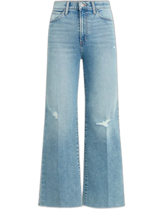 Blake Cropped Wide-leg Jeans With Distressed Design And Raw Hem