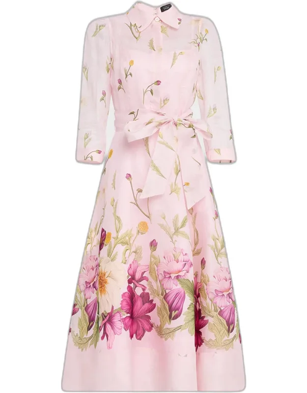 Floral-print Silk Blend Midi Shirtdress