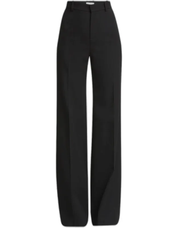 Wool Grain De Poudre Flare Trousers