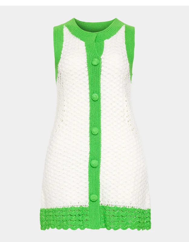 Crochet Button-front Mini Dress