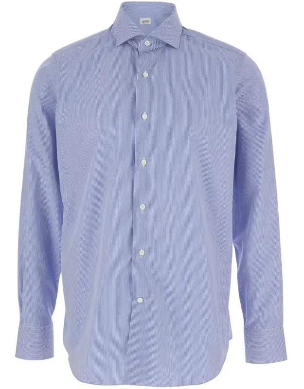 Shirt With Classic Collar And All-over Striped Motif In Cotton