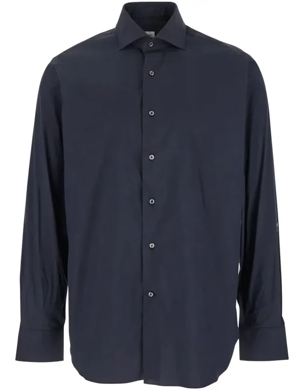 Shirt With Classic Collar In Cotton Blend Stretch