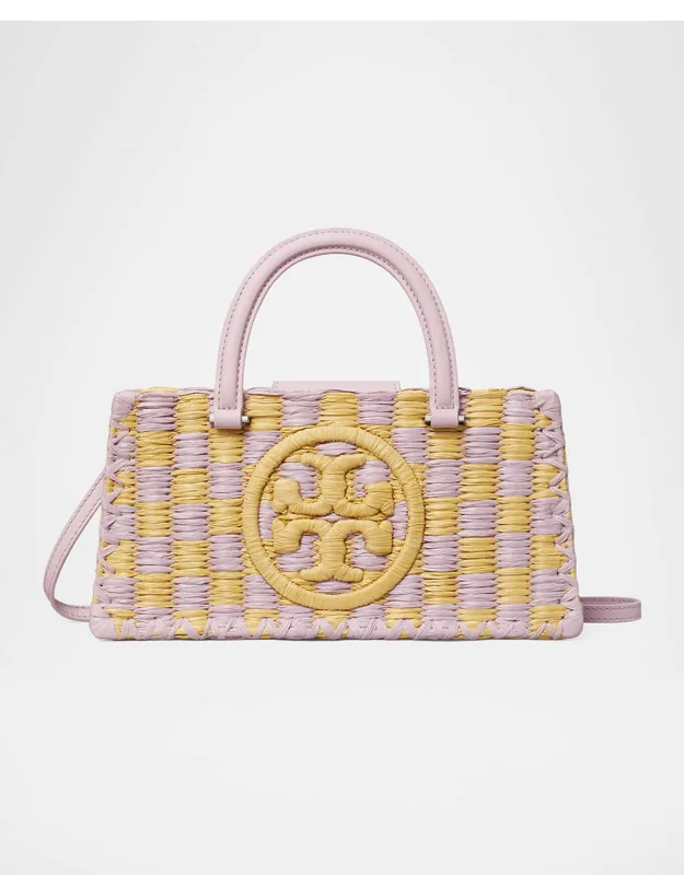 Checkered Crochet Top-handle Bag