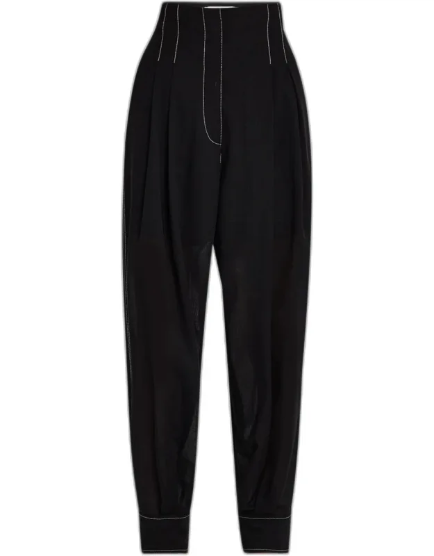 Pleated Tapered-leg Trousers