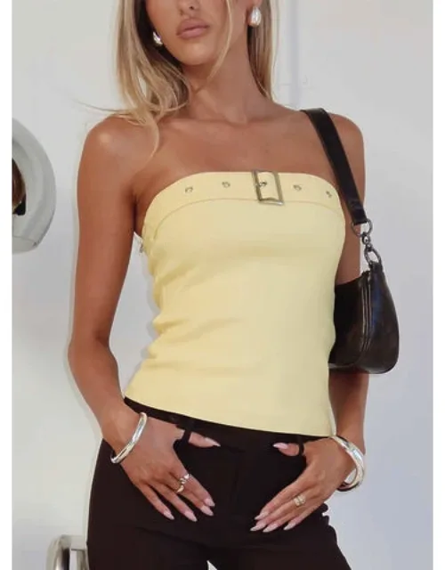 Satellite Strapless Buckle Detail Top