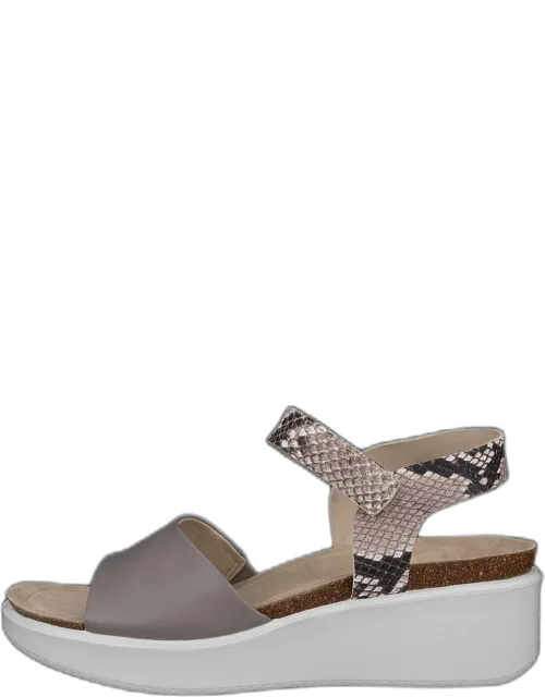 Flowt Leather Cork Heeled Wedge Sandals