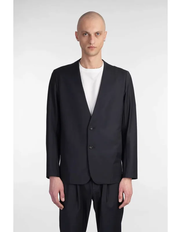 Attachment Blazer With V Neck And Removed Lapels