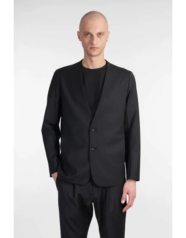 Attachment Blazer With V Neck And Removed Lapels