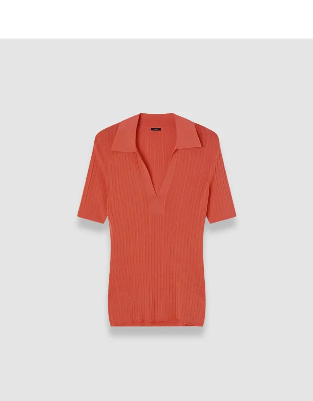 Rib Knit Polo Top