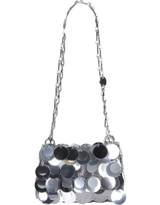 Rabanne Bag Metal Chain Shoulder Strap Reflective Sequin Surface