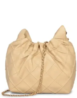 Bag Quilted Leather Shoulder Bag And Gold Chain Link