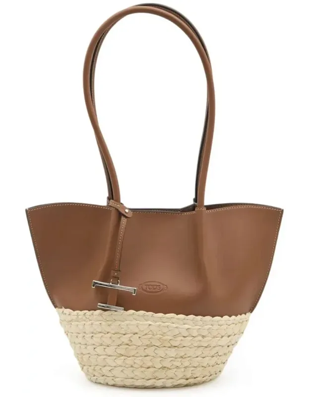 Small Tote Bag Timeless-charm Raffia And Leather