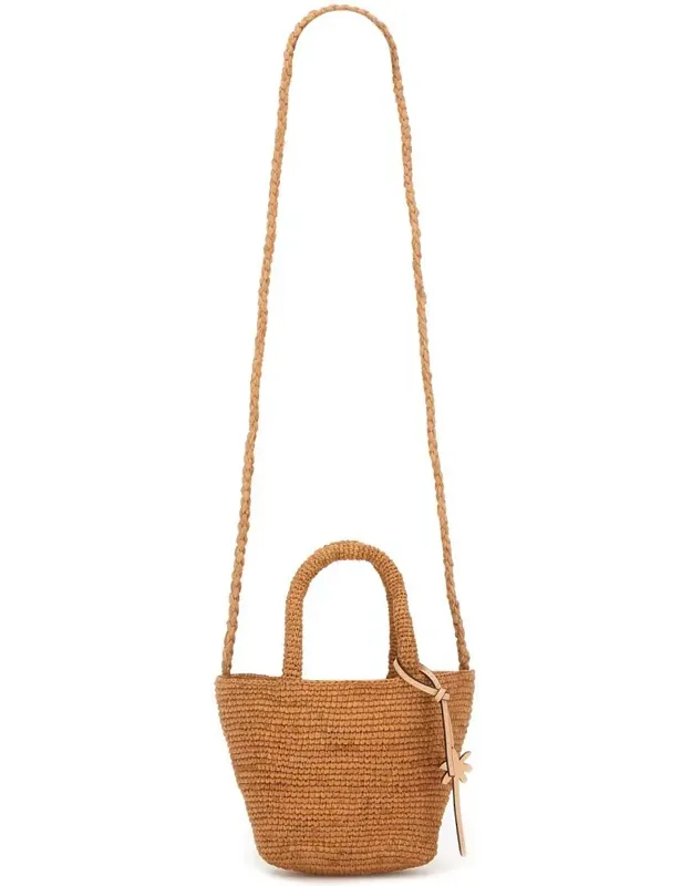 Manebí Mini "panier" Bag - 100% Raffia, 100% Leather Details
