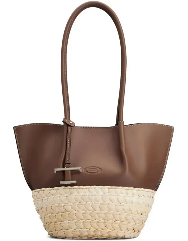 Small Tote Bag Timeless-charm Raffia And Leather