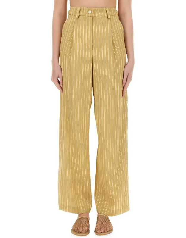 Striped Satin Tailored Pants