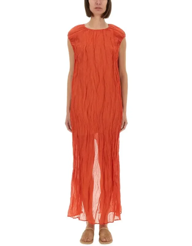 Metallic Gauze Longuette Dress
