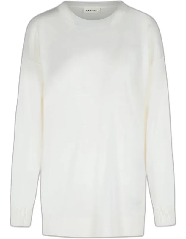 Over Cream Wool Blend Sweater