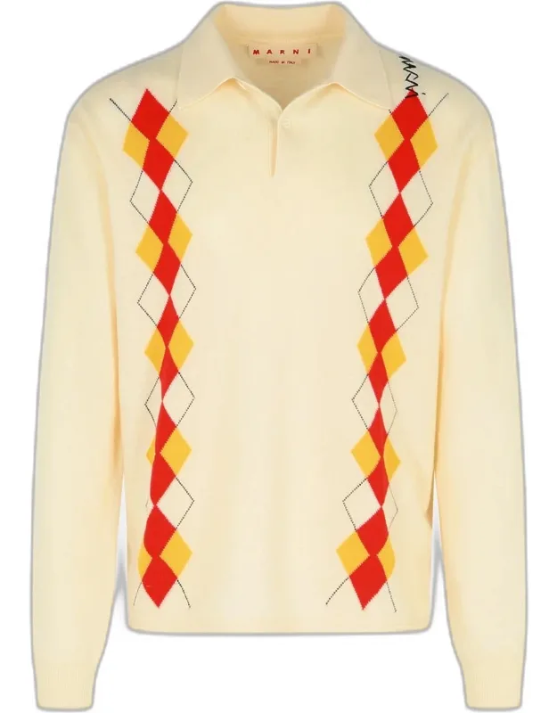 Ivory Virgin Wool Polo Shirt