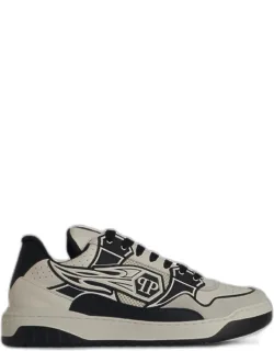 'hexagon Leather Sneakers With Rubber Inserts And Suede Accents'