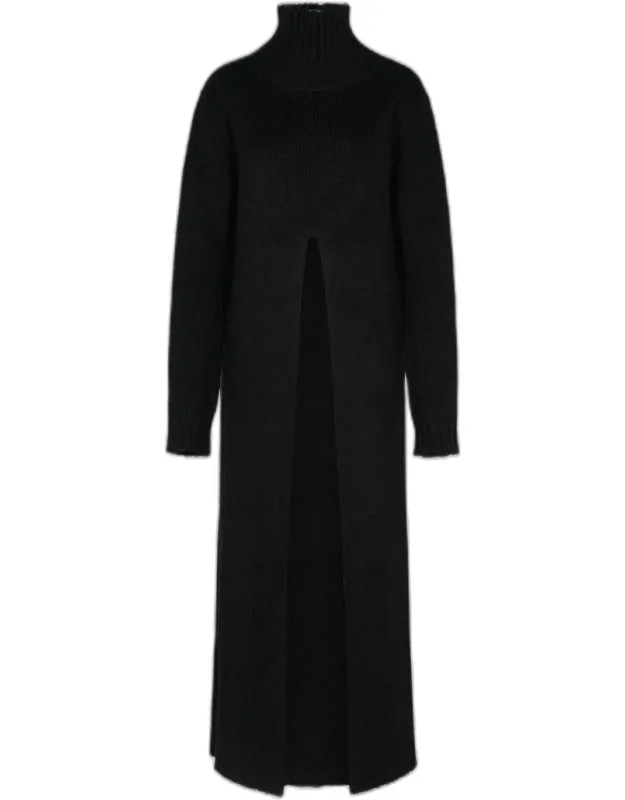 Jil Sander Dress With Ribbed High Neck And Front Split