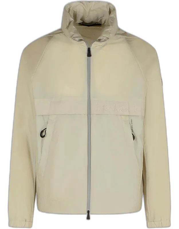 'negara' Cream Nylon Jacket With Buttoned Collar And Zip Closure