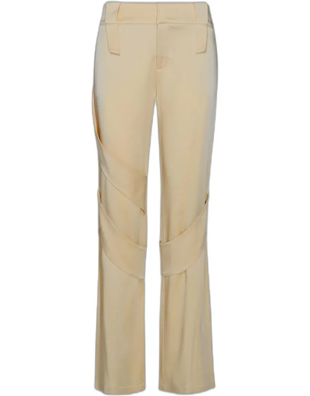 Cream Acetate Blend Cargo Pants