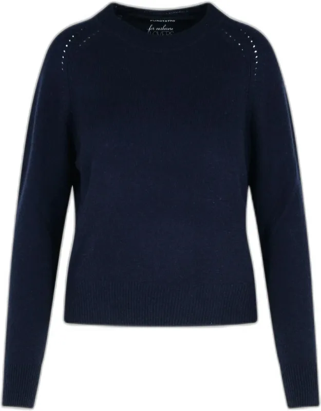 Puro Tatto Cashmere Sweater Finished Crew Neck, Tone-on-tone Stitching