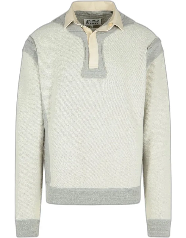 Sweatshirt With Pointed Collar And Contrast Inserts