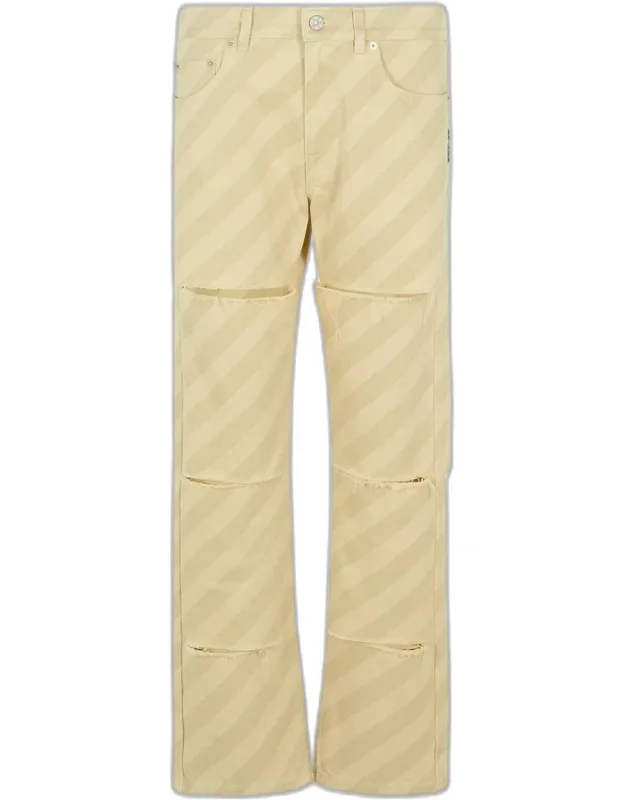 Jeans With Slight Contrast Stripe Pattern And Five-pocket Style