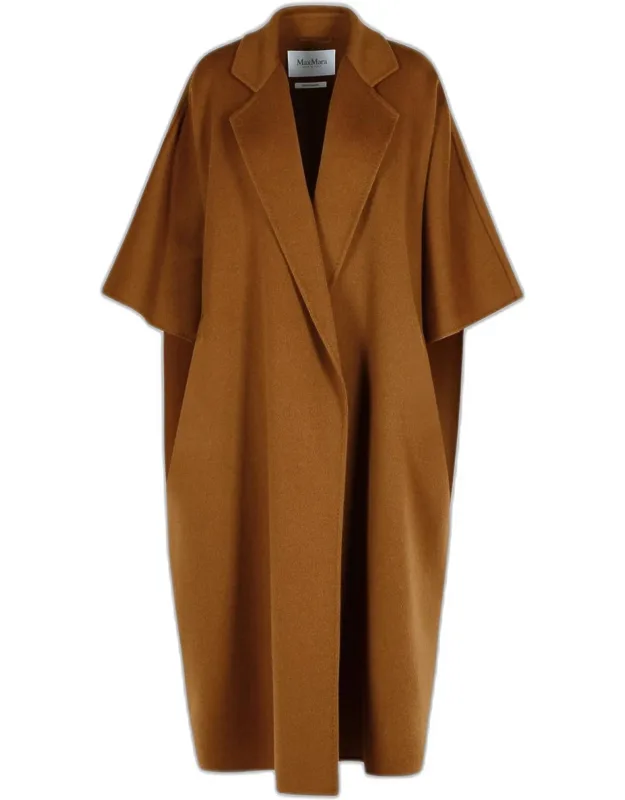 'gitano' Brown Wool Coat, 'v' Neckline, Soft Cut