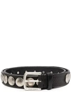 Belt With Washed Leather And Studs