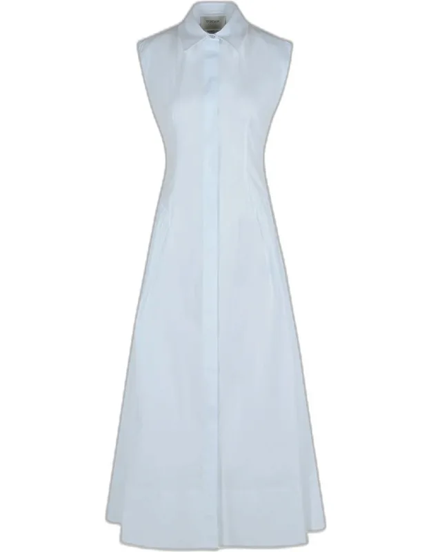 Fabiana Dress With Pointed Collar And Concealed Flap Button Closure