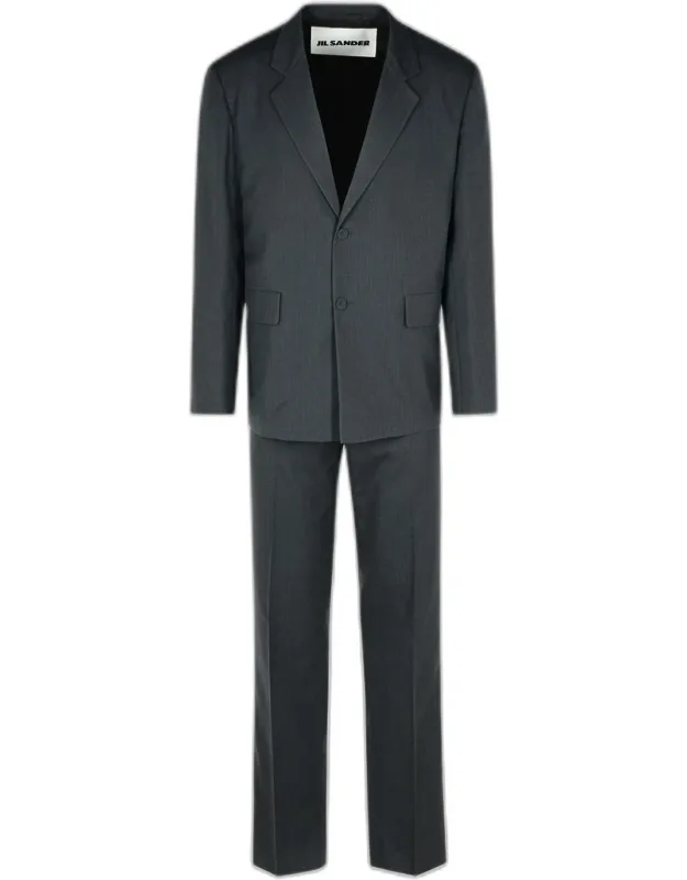 Suit With V Neckline, Padded Shoulders