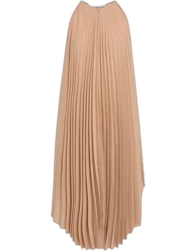 Pleated Halter Midi Dress